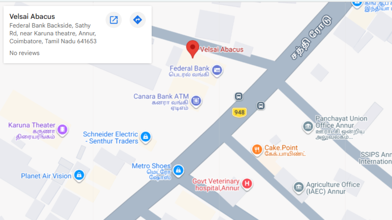 Map location of Velsai Abacus in Annur